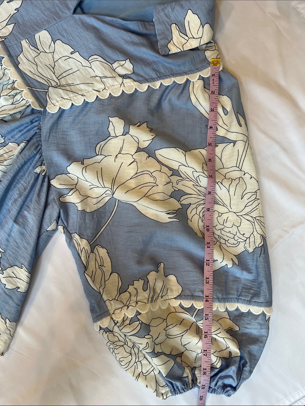 Entro Blue/White Floral Babydoll Sz S Women’s Top Boho Flowy Cottage Whimsy - Picture 7 of 12
